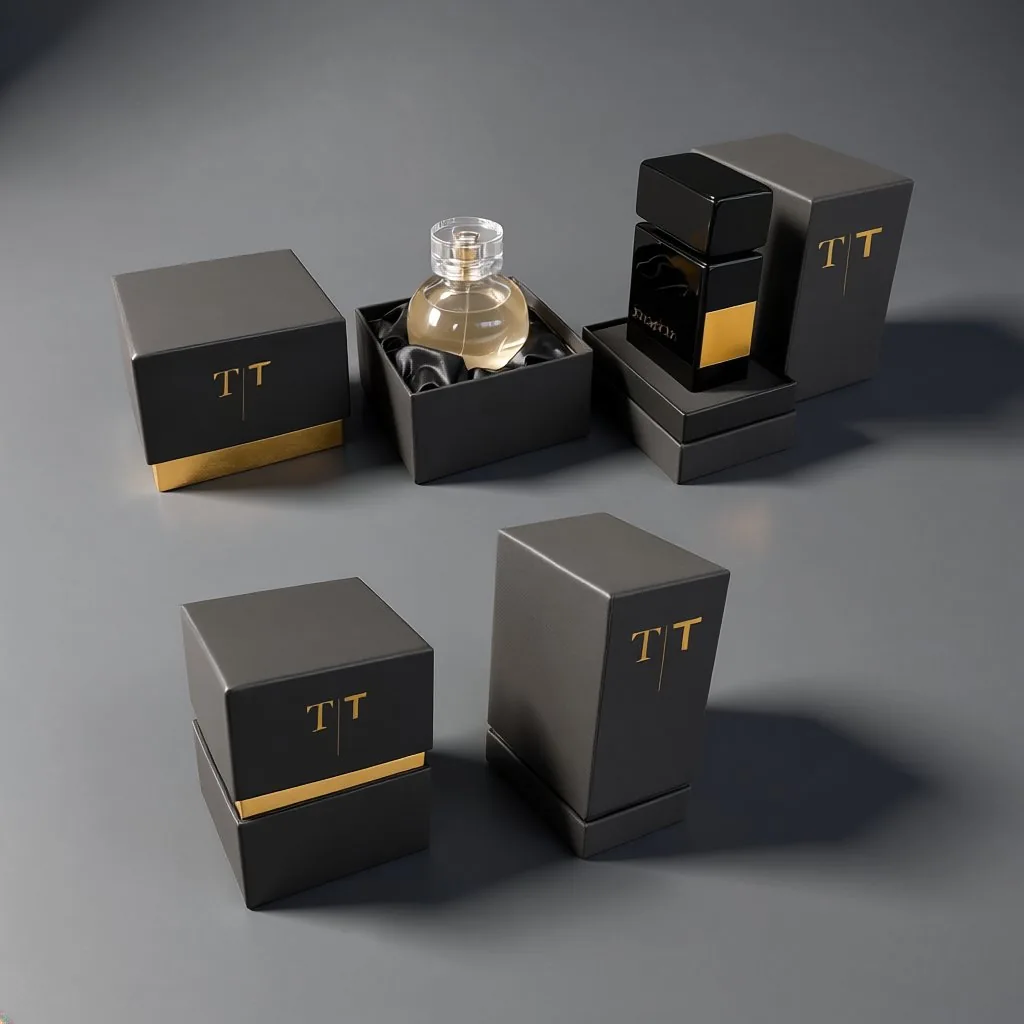 Set box rivestite nere per profumeria artistica — Tipografia Toffanin