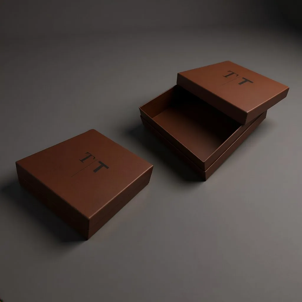 Box rivestita marrone fondo coperchio — packaging luxury Tipografia Toffanin